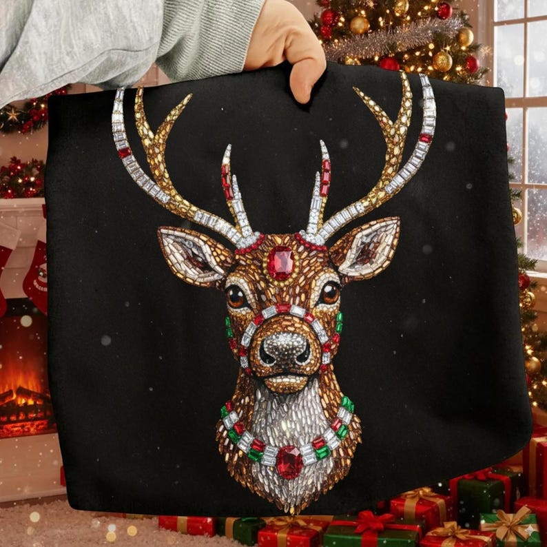 Sweatshirt  – Glam Print Style Holiday Deer Design