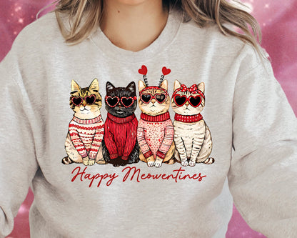 Sweatshirt T-Shirt Crewneck Valentines - Happy Meowentines