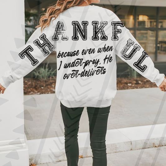 DTF Transfer Thankful Christian Sweatshirt – Faith Inspired Back Design