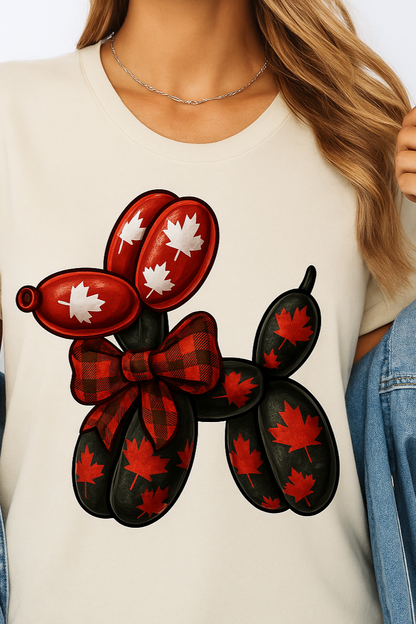 T-Shirt Hoodie Crewneck Balloon Dog – Canada Day Maple Leaf Buffalo Plaid Design