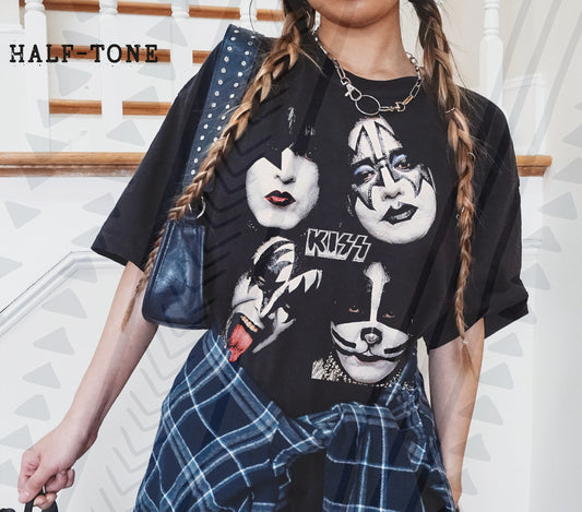 DTF Transfer Halftone Classic Rock 1970's