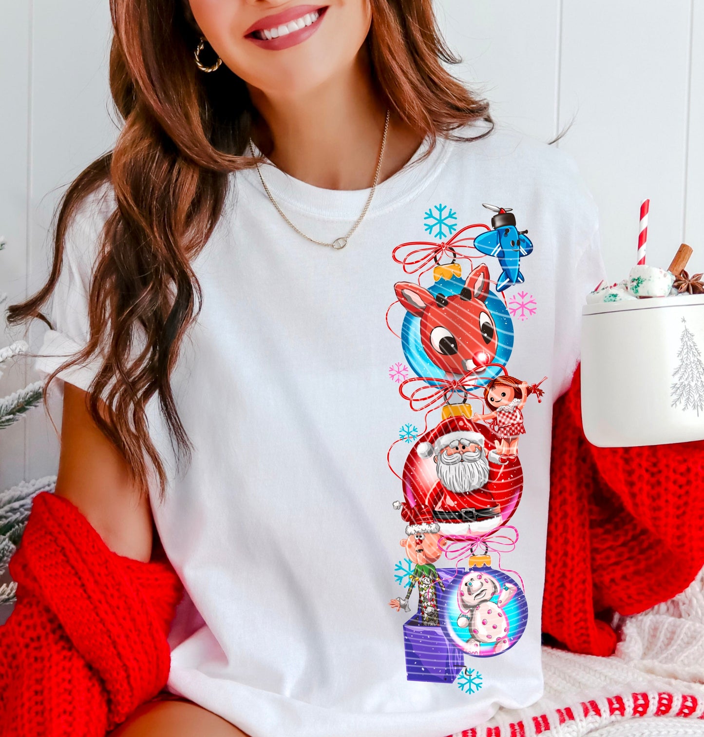 Sweatshirt Hoody Rudolph Christmas Ornaments Design – Retro Holiday Baubles