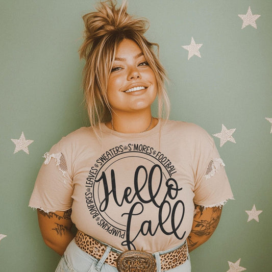Crewneck Hoody  Hello Fall – Autumn Leaves, Pumpkins & Bonfires