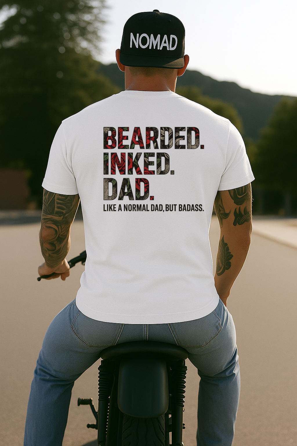 T-Shirt  Or Hoodie  Bearded Inked Dad – Like a Normal Dad But Badass Tattoo Style