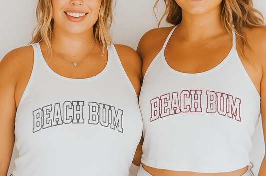 DTF Transfer – Beach Bum Varsity Block Text