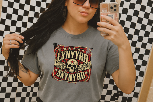 L Skynyrd Winged Skull DTF Transfer – Vintage Rock Vibes