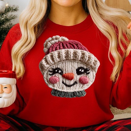 Cozy Knitted Snow Face Cute Winter Christmas Design
