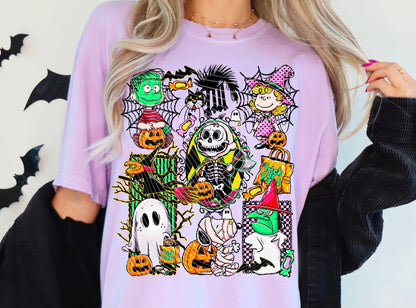 T-Shirt Hoody Neon Halloween Peanut-s Collage – Trick-or-Treat Gang in Costume