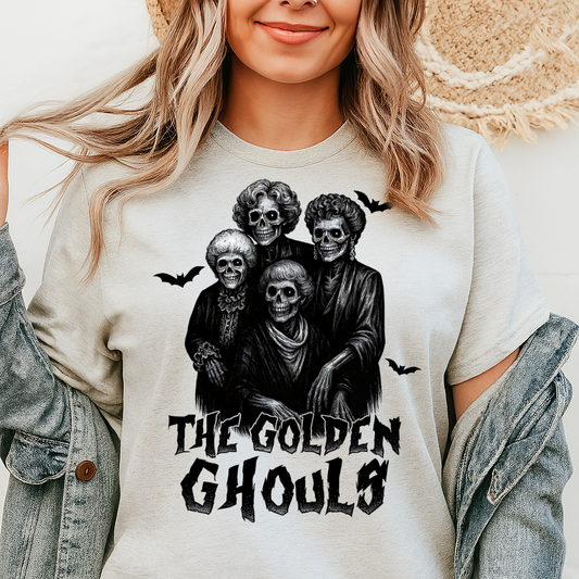 Crewneck Hoody T-Shirt  Golden Ghouls Halloween Parody