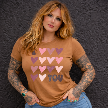 DTF Transfer I Love You Heart Grid Vintage Style
