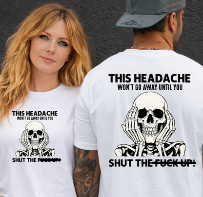 DTF Transfer Funny Skull Headache Quote