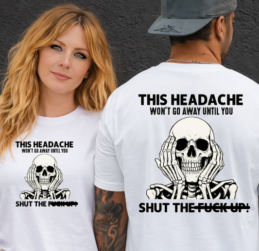 DTF Transfer Funny Skull Headache Quote