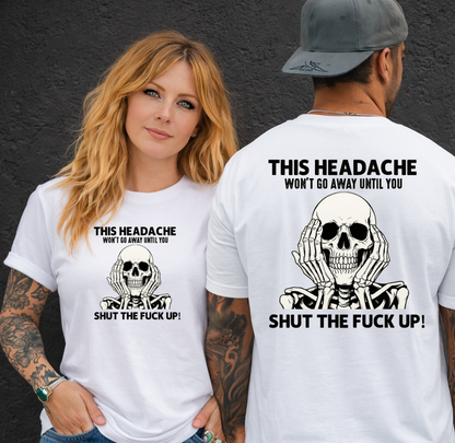 DTF Transfer Funny Skull Headache Quote