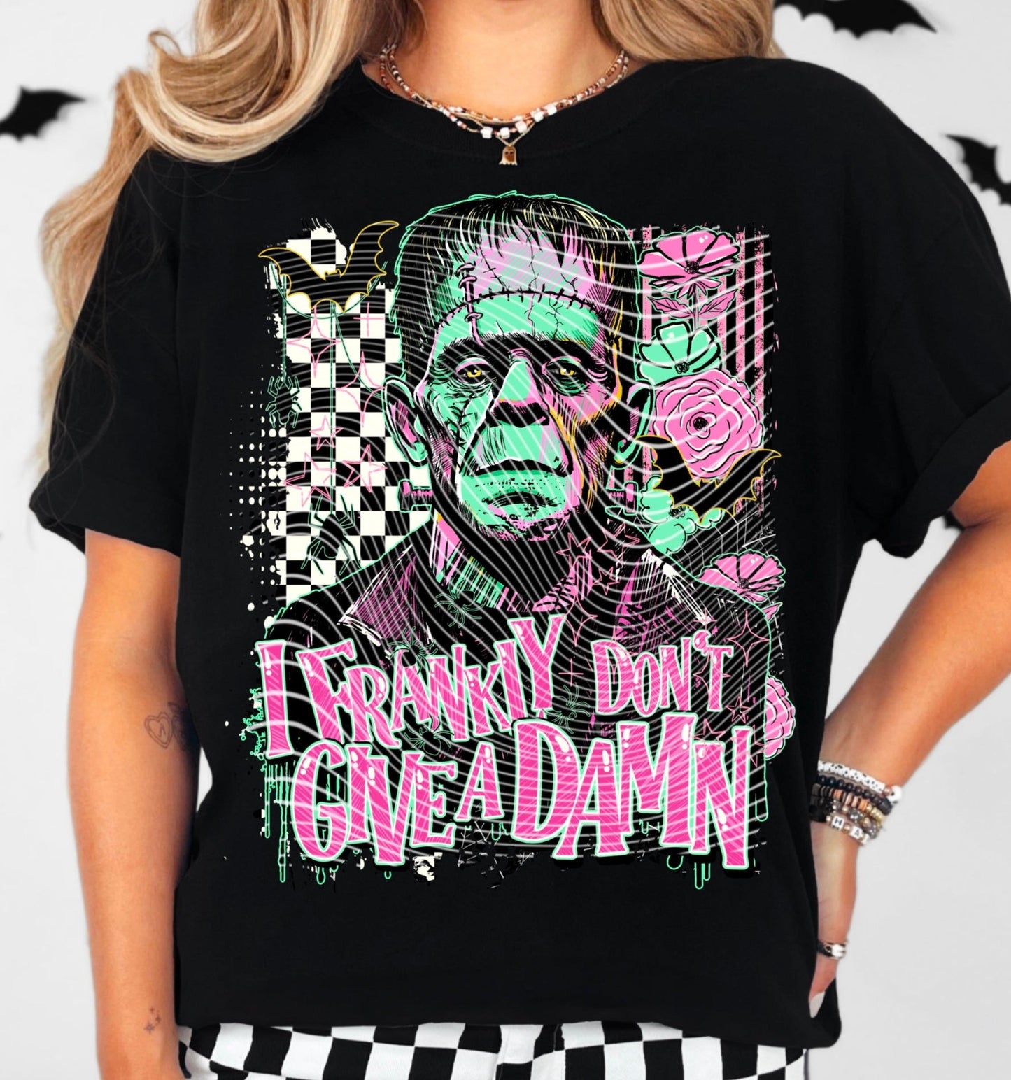 T-Shirt Hoody Frankly Don’t Give a Damn – Neon Frankenstein