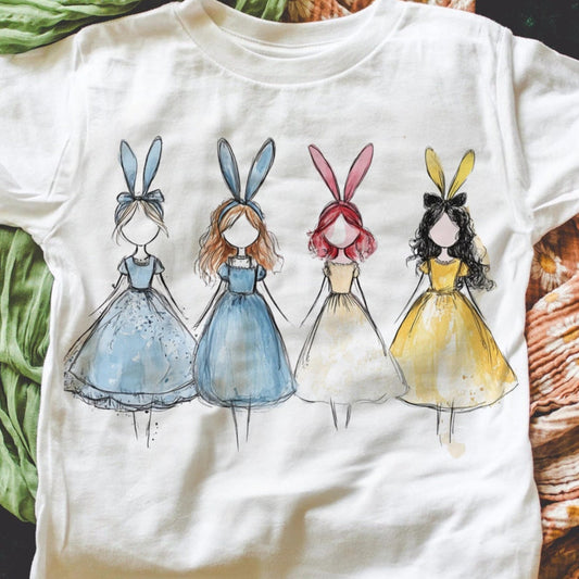 T-Shirt Sweatshirt Hoodie  Easter Bunny Princesses Watercolor Pastel Design Crewneck