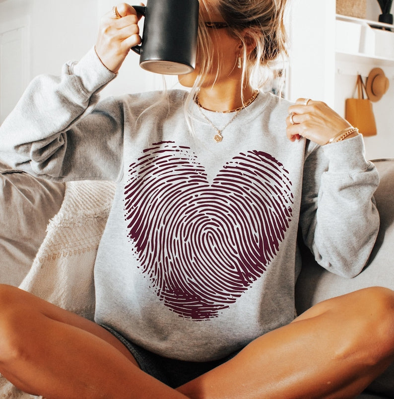 T-Shirt Crewneck  Valentines – Personalized Style Fingerprint