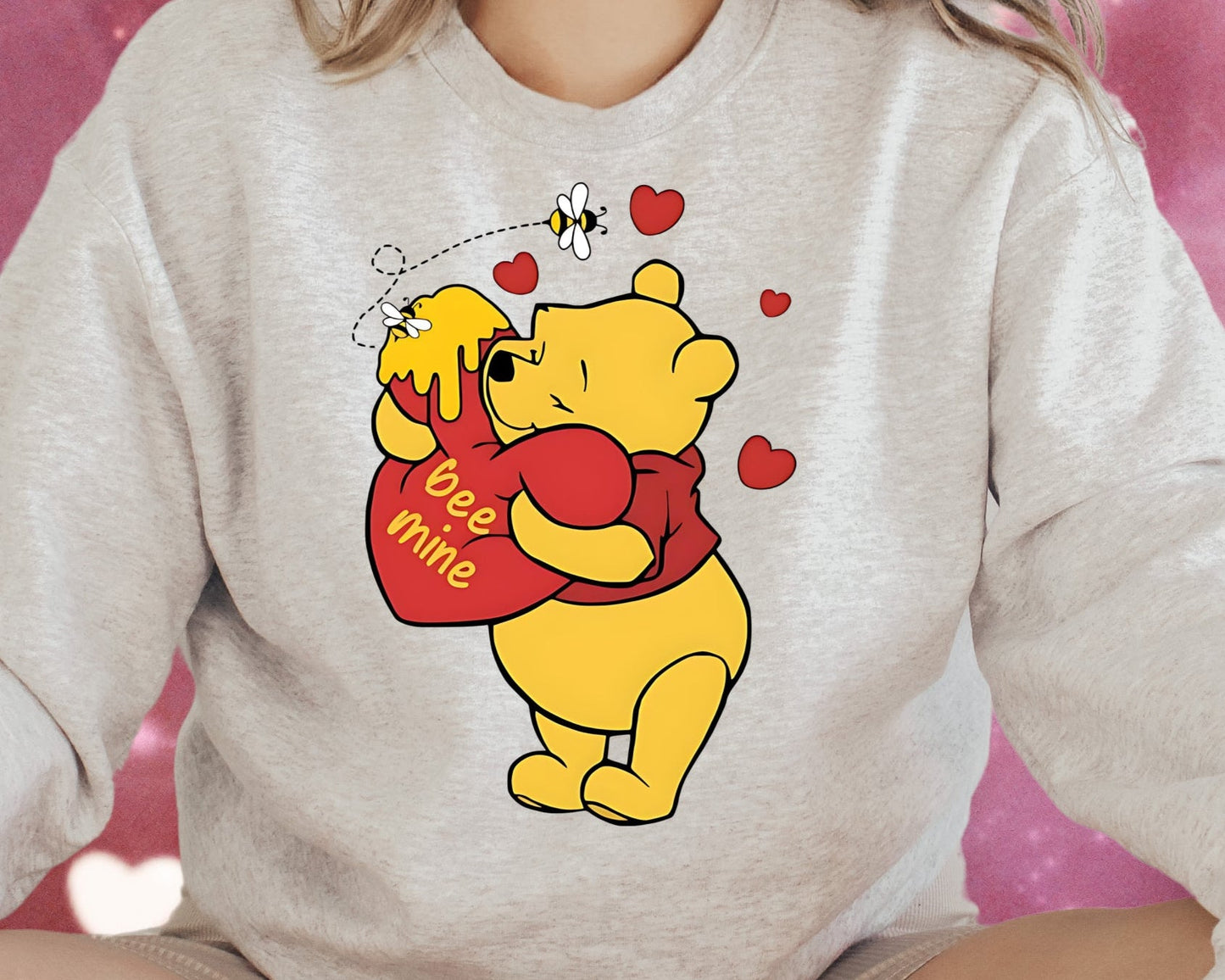 Sweatshirt T-Shirt Crewneck Valentines - Bee Mine with Love Bear