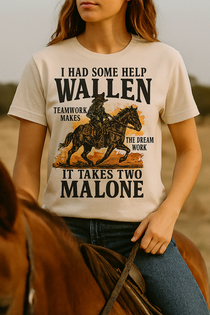 T-Shirt Sweatshirt Crewneck Wallenn Malonee– Country Western Teamwork Cowboy Design