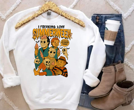 T-Shirt Crewneck Hoody – I Freaking Love Summerween (Horror Ice Cream Mashup)