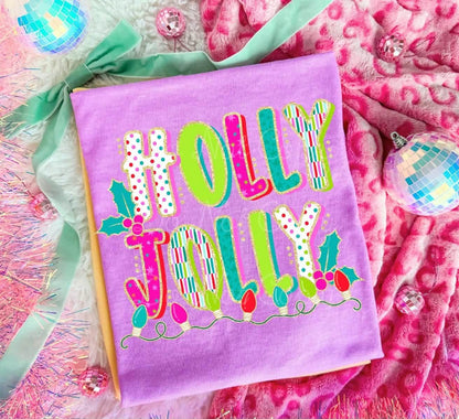 Holly Jolly Christmas Lights printed garment design preview