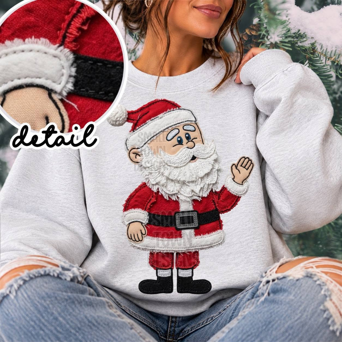 Waving Santa DTF transfer garment mockup