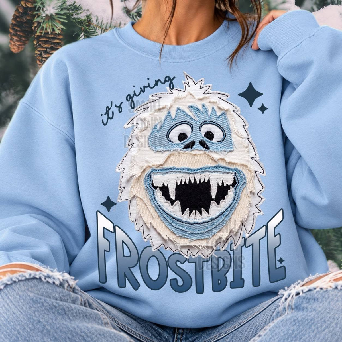It's Giving Frostbite Yeti DTF transfer garment mockup