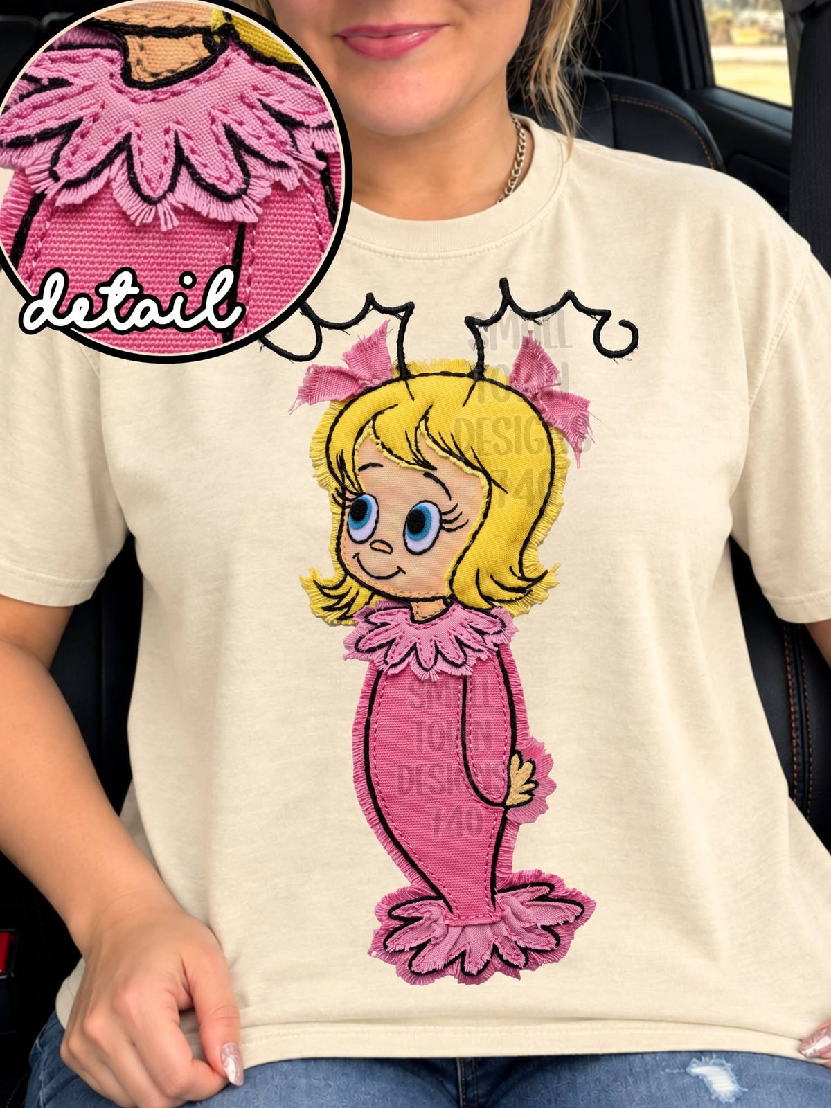 Pink Antler Christmas Girl DTF transfer garment mockup