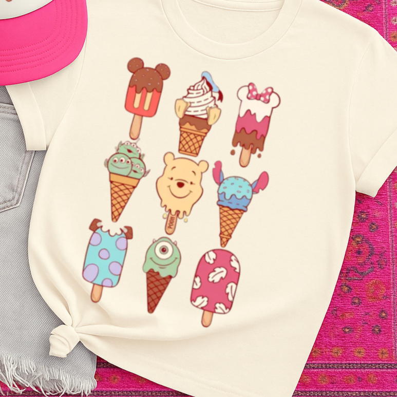 T-Shirt Crewneck Hoody – Cute Cartoon-Inspired Ice Cream Cone Collection