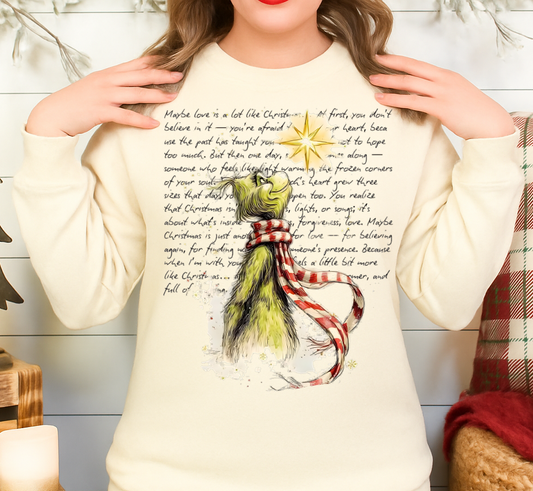 DTF Transfer – Green Holiday Character & Heart Quote