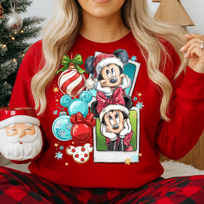 DTF Transfer Mouse & Partner  Christmas Ornaments Design