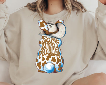 T-Shirt Sweatshirt Hoodie  Some Bunny’s Problem – Western Cow Print Crewneck