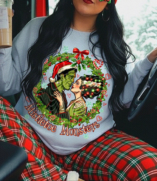 Sweatshirt Or Hoodie Mistletoe Monsters – Frankenstein & Bride