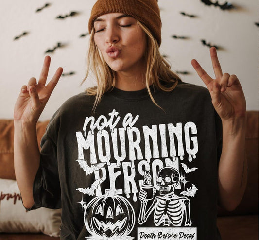 Crewneck Hoody  Not a Mourning Person – Skeleton Coffee & Pumpkin Halloween