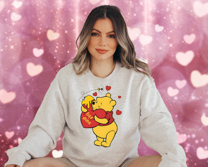 Sweatshirt T-Shirt Crewneck Valentines - Bee Mine with Love Bear