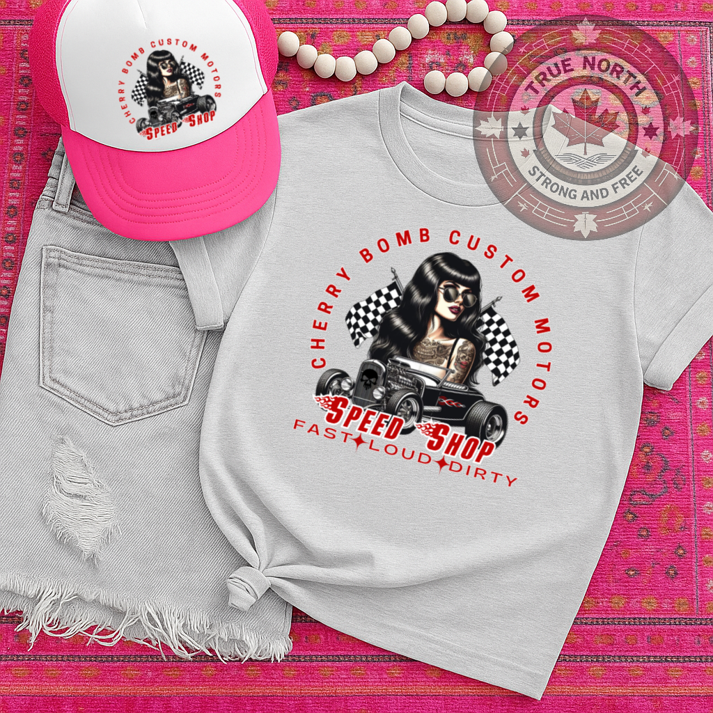 T-Shirt Sweatshirt Cherry Bomb Custom Motors – Pin-Up Speed Shop Design