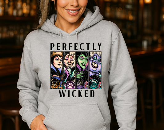 DTF Transfer Perfectly Wicked Villains Hoodie Halloween Graphic