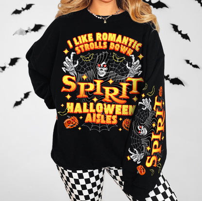 T- Shirt Crewneck Hoodie - Romantic Strolls Down Spirit Halloween Aisles