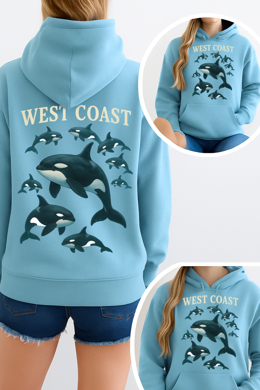 T-Shirt Hoodie Crewneck West Coast Orca – Pacific Northwest Ocean Wildlife Garment Design