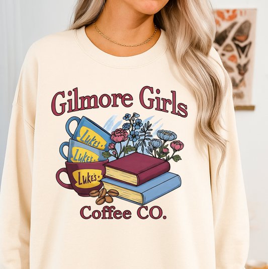 DTF Transfer • Cozy Cafe Lovers • Bookish Coffee Graphic