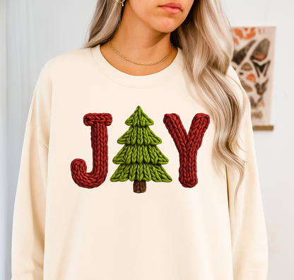 DTF Transfer – Knit Texture Wool Effect  JOY With Christmas Tree