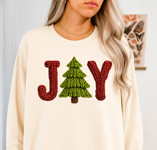 DTF Transfer – Knit Texture Wool Effect  JOY With Christmas Tree