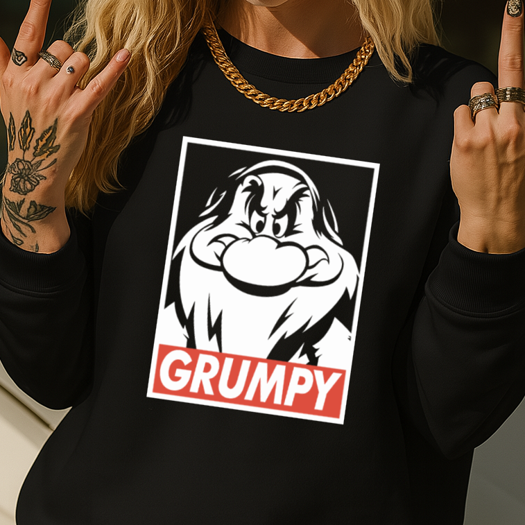 DTF Transfer Grumpy Cartoon Face Parody Style