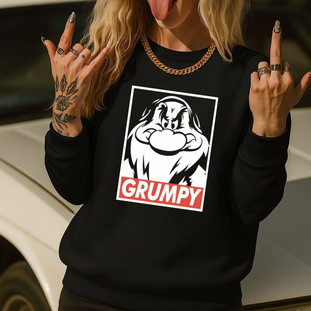 DTF Transfer Grumpy Cartoon Face Parody Style