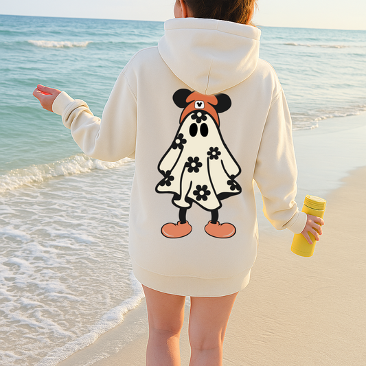 DTF Transfer Ghost Mouse in  Hat – Cute Halloween Cartoon