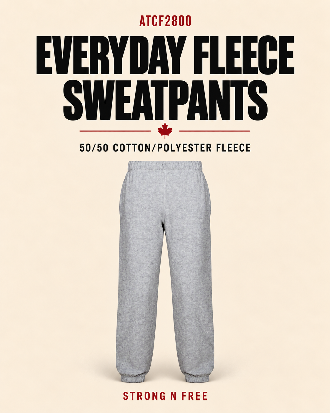 ATCF2800 Everyday Fleece Sweatpants in athletic heather — 50/50 cotton/polyester fleece — Strong N Free wholesale feature