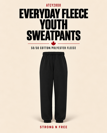ATCY2800 Everyday Fleece Youth Sweatpants in black — 50/50 cotton/polyester fleece — Strong N Free wholesale feature