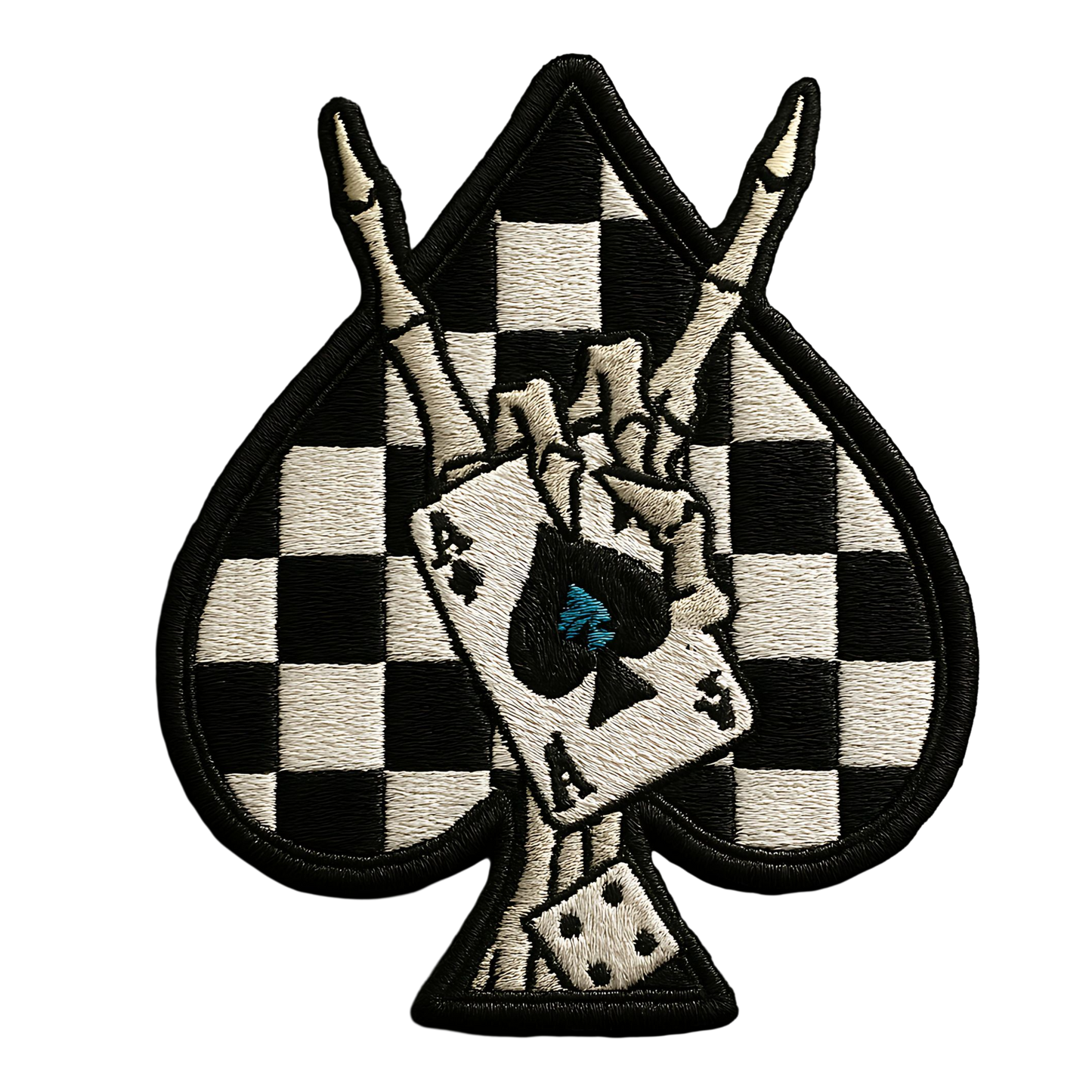 Embroidered-Effect DTF Transfer Skull Spade
