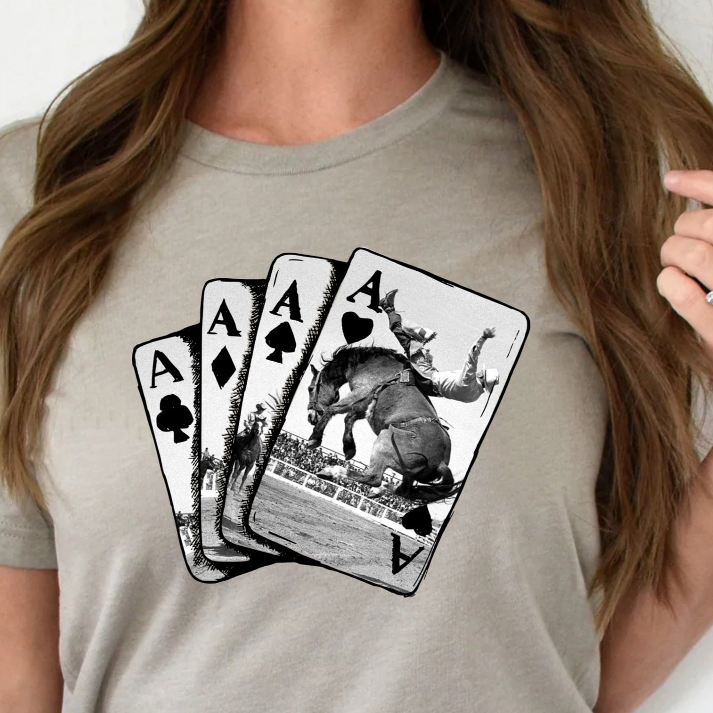 DTF Transfer Rodeo Aces – Cowboy Bull Riding Playing Card Design
