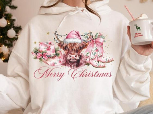 Sweatshirt T-Shirt Hoodie  Christmas Cows And Christmas Merry Christmas