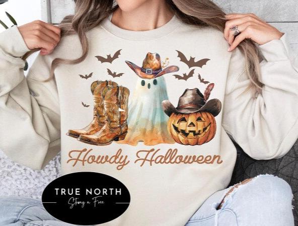 Sweatshirt T-Shirt Hoodie  Fall Halloween Country Pumpkins Boats Ghost